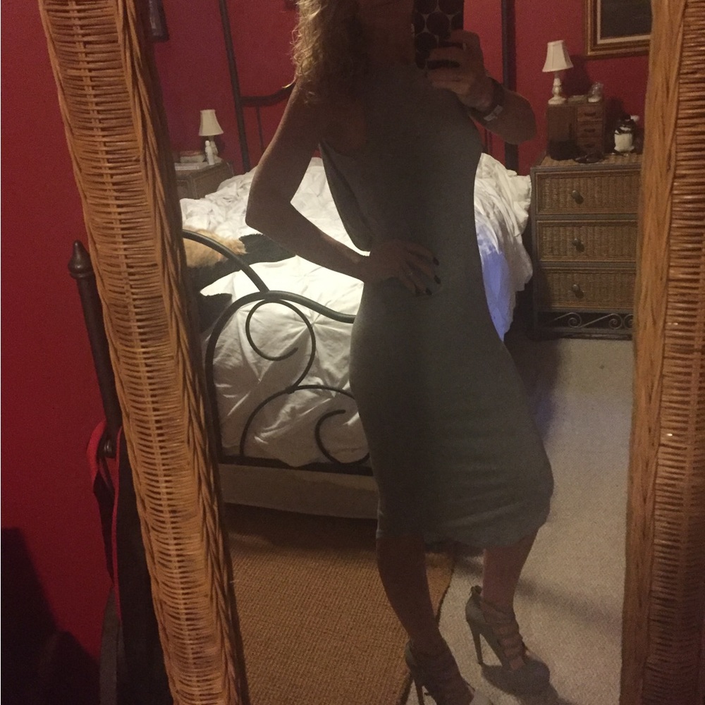 Grey dress with open back